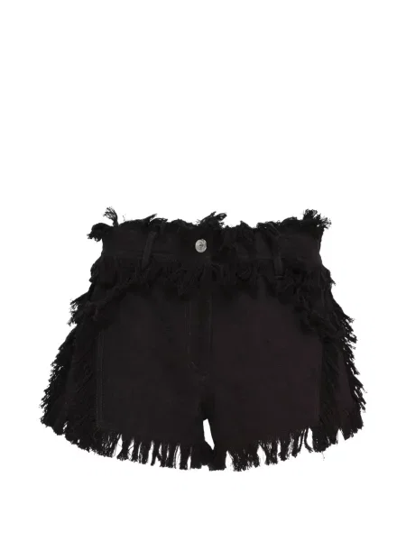 Pantaloni scurți din denim Msgm cu franjuri negru