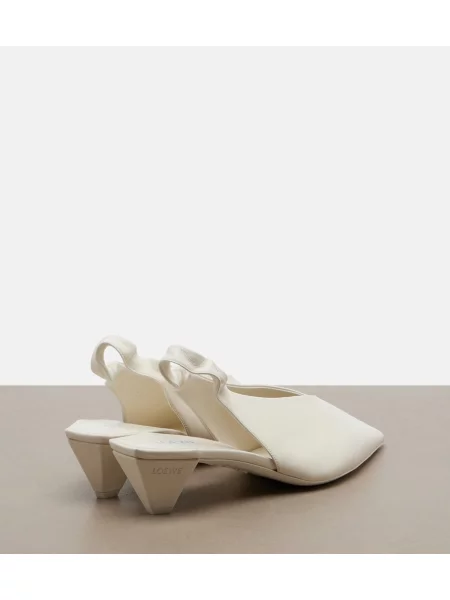 Pantofi cu toc Loewe din piele slingback alb