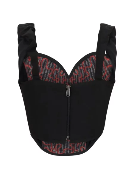 Top Vivienne Westwood cu volane tip corset cu bretele negru