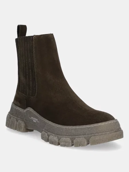 Велурени боти челси Weekend Max Mara Genepi зелено с платформа кафяво