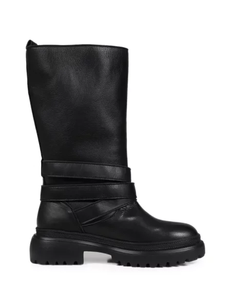 Botine Bohemseo din piele cu cataramă negru