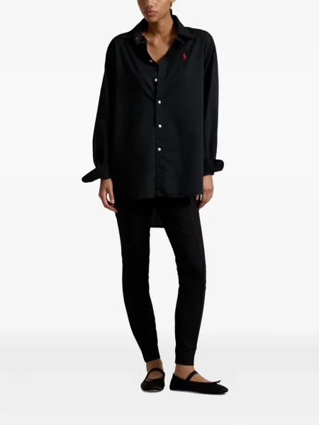 Tricou polo Polo Ralph Lauren cu dungi cu două rânduri de nasturi cu aplicații negru