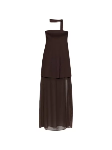Rochie maxi Gestuz fără bretele maro