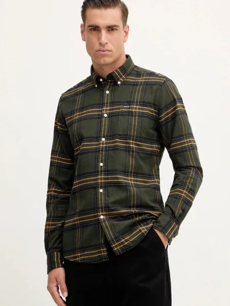 Barbour cămașă din PORTDOWN cu guler button-down regular verde