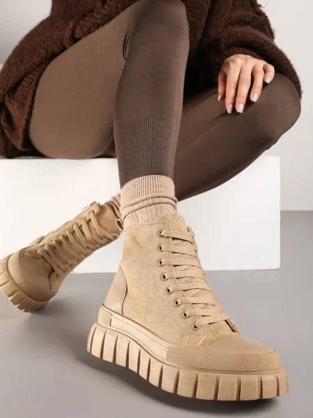 Botine la gleznă pe platformă Viuan bej