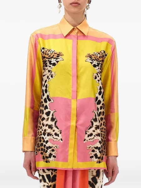 Bluză Roberto Cavalli cu imagine galben