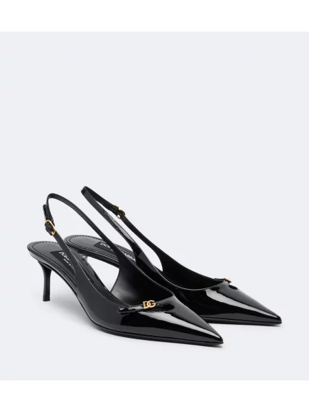 Pantofi cu toc Dolce&gabbana din piele de lac slingback negru