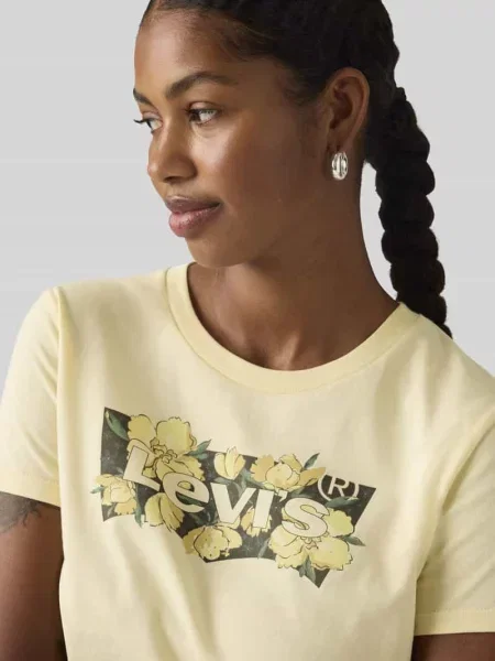 Koszulka z nadrukiem logo krój regular fit Levi's żółta