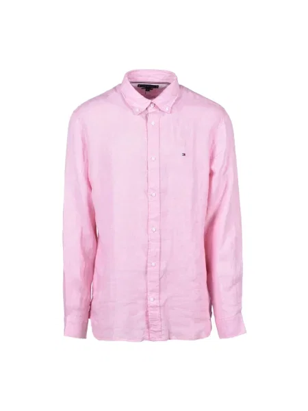 Lniana koszula Tommy Hilfiger różowa