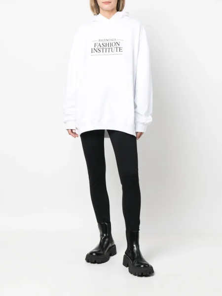 Hanorac cu glugă Balenciaga cu imagine alb