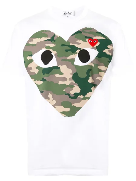 Koszulka Comme Des Garcons Play w kamuflażu biała