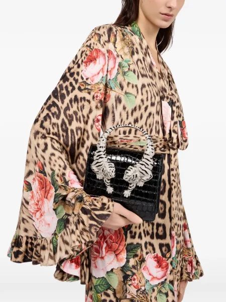 Clutch Roberto Cavalli με ρίγες τίγρη μαύρο