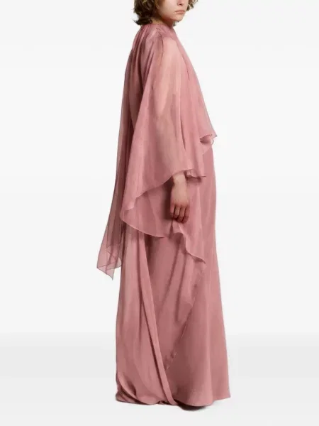 Rochie maxi Alberta Ferretti cu volane roz