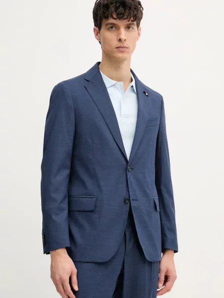 Volnen suknjič Tommy Hilfiger mornarsko modra