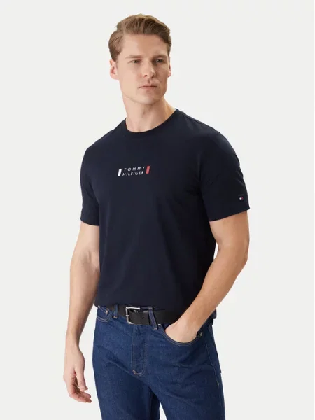 Tommy Hilfiger Tričko Brand Love Small Center Tee Tmavomodrá biela