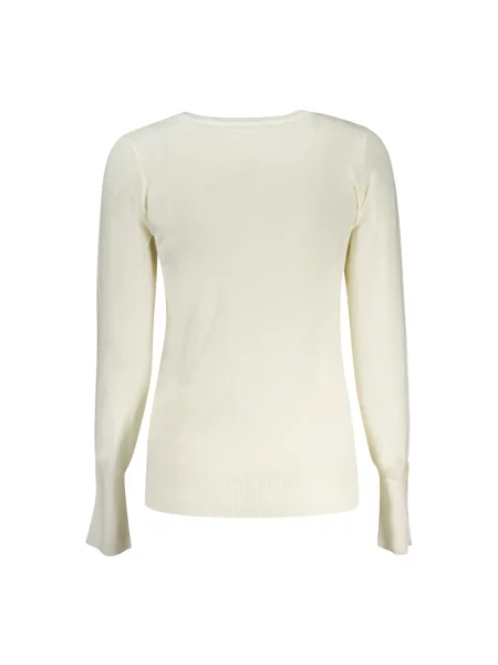 Długi lekki sweter Guess z długim rękawem biały