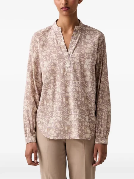 Lung top Marc O'polo cu model floral cu imagine violet