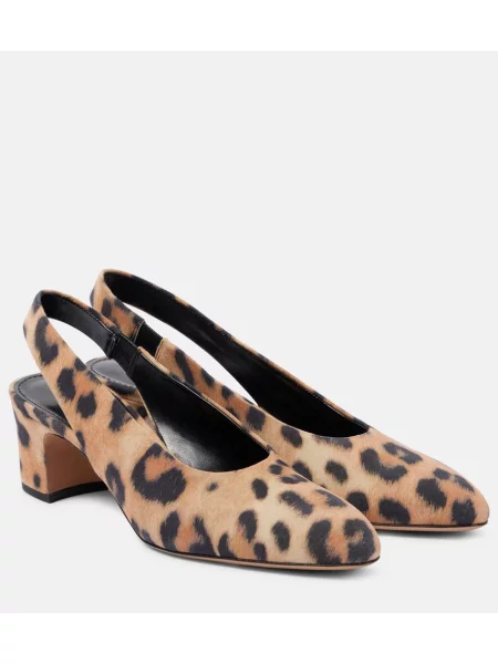 Pantofi cu toc Paris Texas din piele de căprioară cu imagine cu model leopard