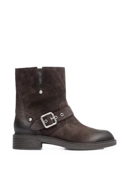 Botine Ash din piele de căprioară cu model floral maro