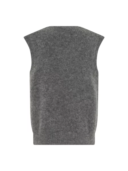 Sweter Ami Paris wełniany bez rękawów szary