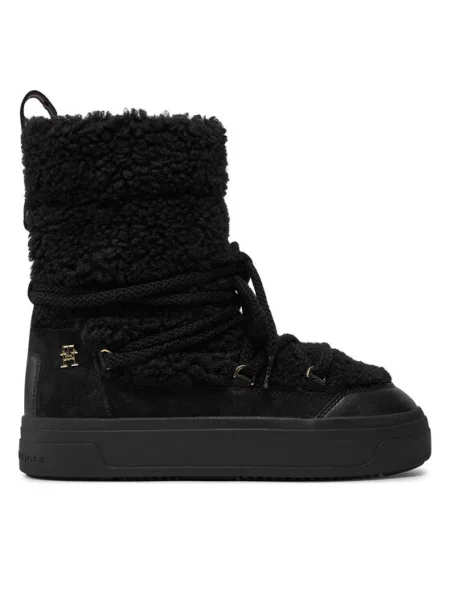 Tommy Hilfiger Sniego batai Lace-Up Faux Shearling Snowboot juoda