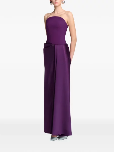 Rochie maxi Solace London drapată fără bretele violet