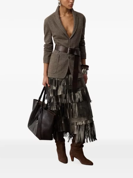 Midi sijonas Ralph Lauren Collection su kutais pilka
