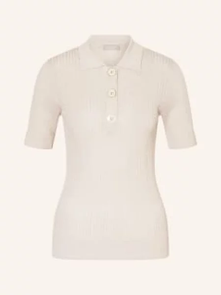 Liu Jo Dzianinowa Koszulka Polo Z Brokatową Przędzą gold złote