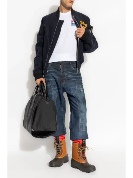 Haftowany kurtka bomber Dsquared2 niebieski