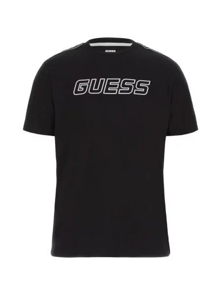 Tricou Guess stretch cu autograf negru