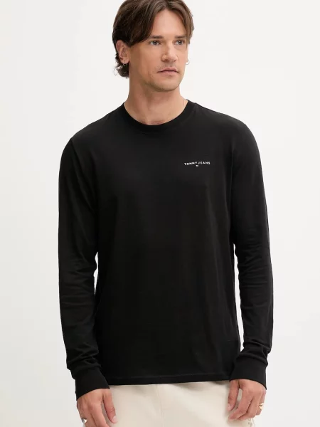 Majica dugih rukava Tommy Jeans s tiskom crna