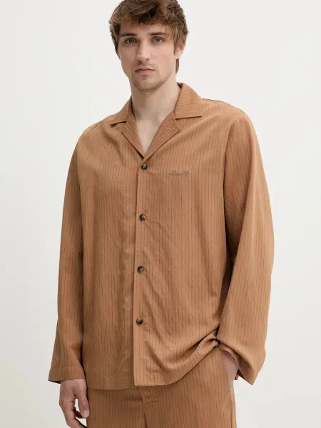 Риза Nanushka SHAUN със свободна кройка кафяво