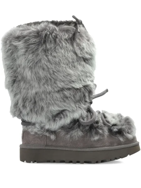 Botine Ugg cu șireturi din dantelă gri