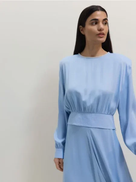 Reserved Блузка з тканини з високим вмістом світло-блакитний блакитна