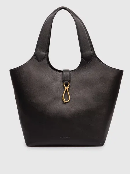 Шкіряна сумка-тоут з логотипом Twinset чорна