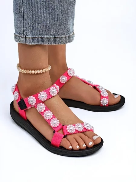 Sandale Resti cu perle negru
