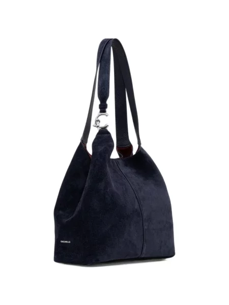 Geantă shopper Coccinelle din piele de căprioară albastru