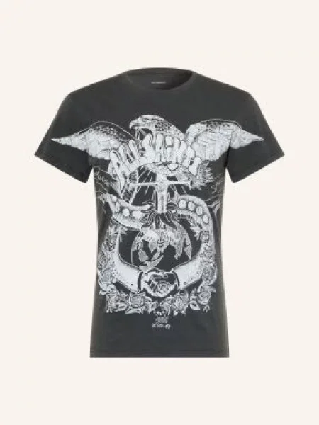 Allsaints Tričko Emblems tmavě / světle šedá