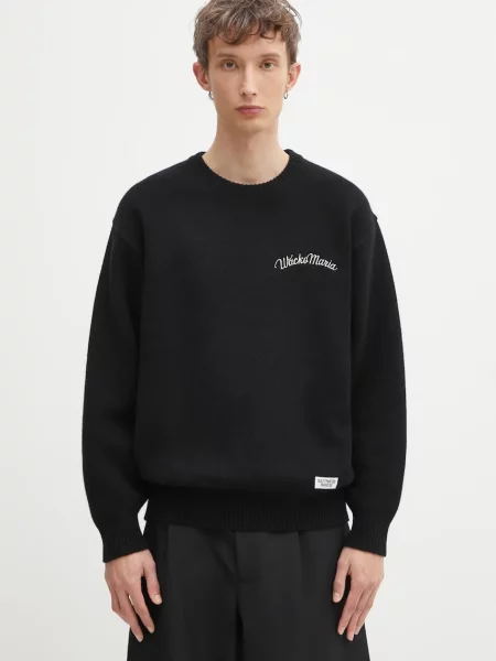 Wacko Maria pulover de lână Classic Crew Neck negru