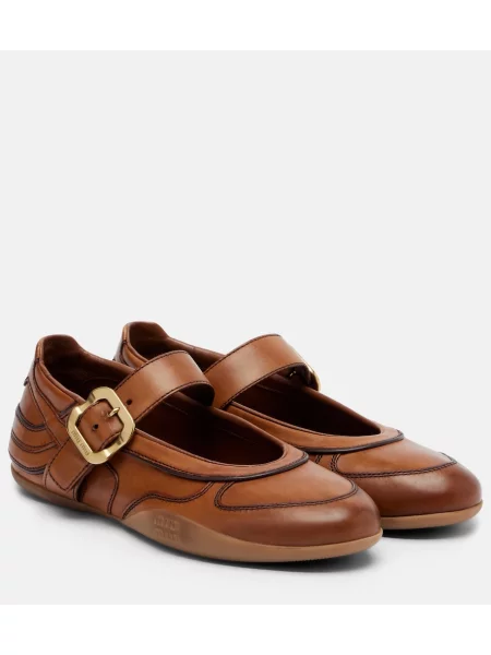 Pantofi cu toc Miu Miu din piele maro