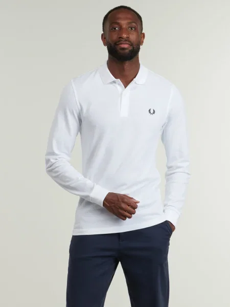Cămașă Fred Perry cu mâneci lungi lungă alb