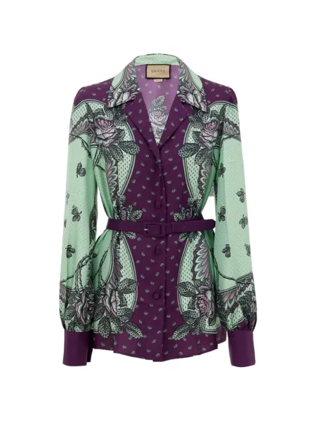 Cămașă Gucci cu imagine cu model paisley verde