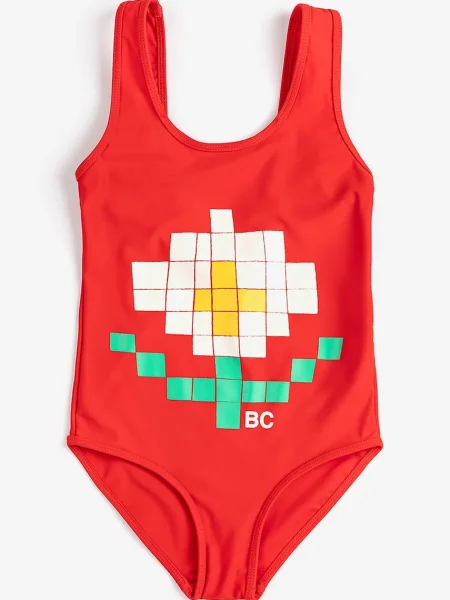 Bobo Choses Jednodílné dětské plavky Pixel Daisy červené