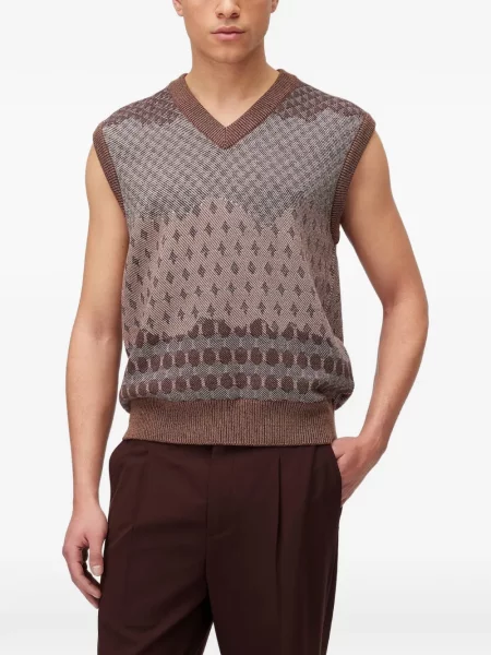 Reversibil vestă Retori tricotate maro