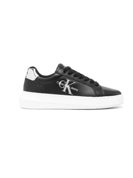 Trampki Calvin Klein skórzane z nadrukiem chunky czarne