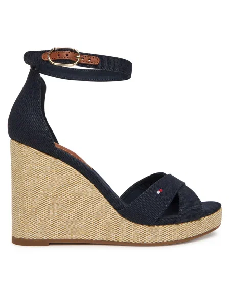Сандали Tommy Hilfiger FLAG HIGH WEDGE ESPAD CRISSCROSS тъмносиньо