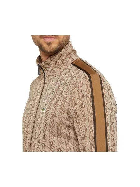 LACOSTE Tepláková bunda Paris tmavobéžová čierna hnedá