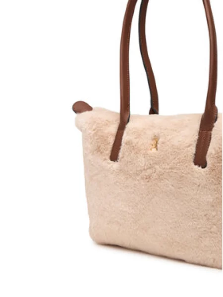 Tommy Hilfiger Rankinė Popette East West Tote Faux Fur Šviesiai smėlinė