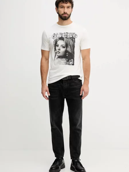 Футболка Guess з принтом бежевий