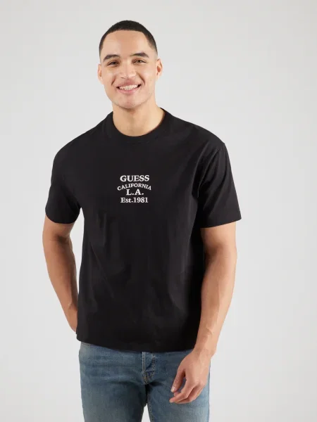 Guess Tricou Negru Oversize alb